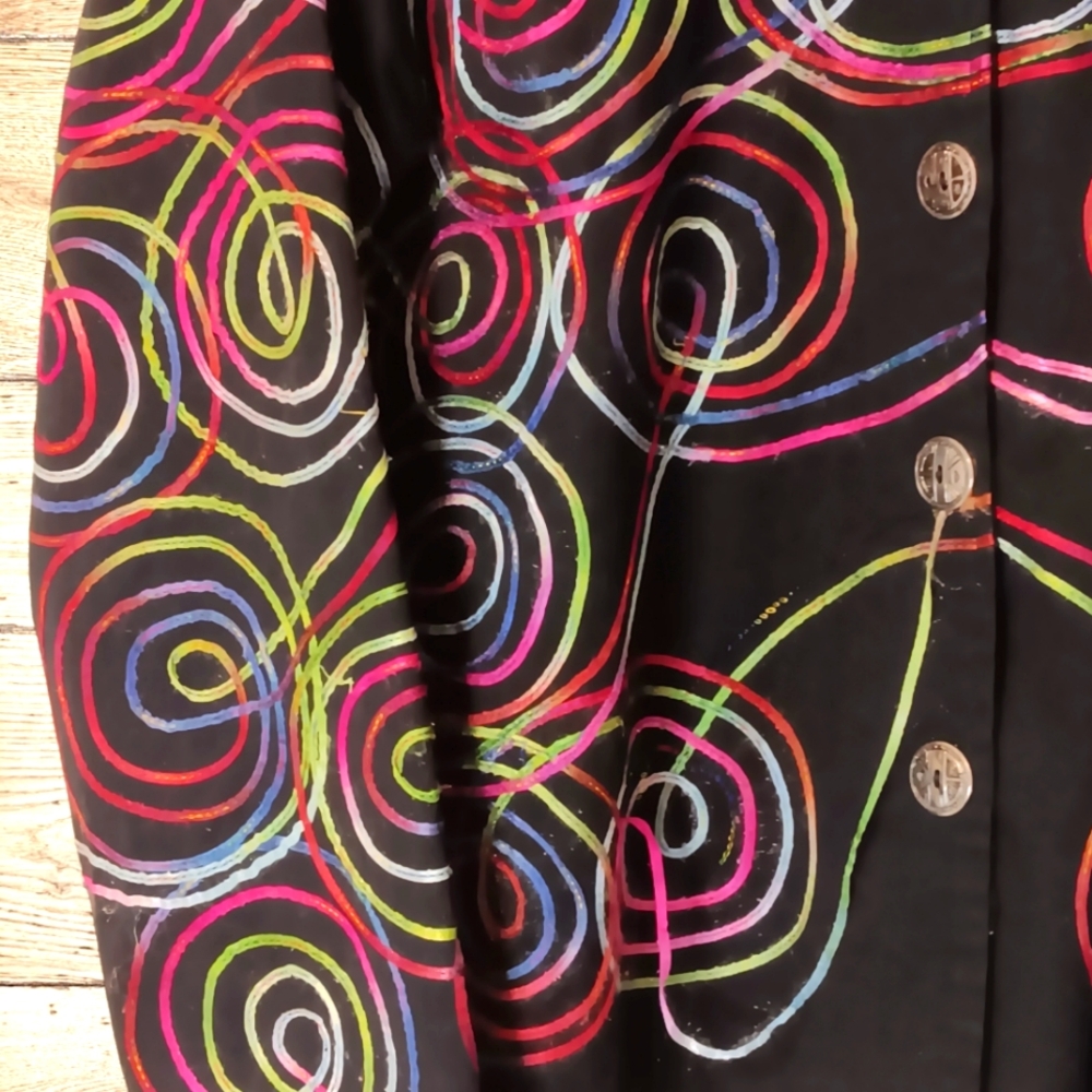 Passport Women's Jacket Spirial Embroidered Multicolor  Size XL Waist Length - Picture 4 of 11
